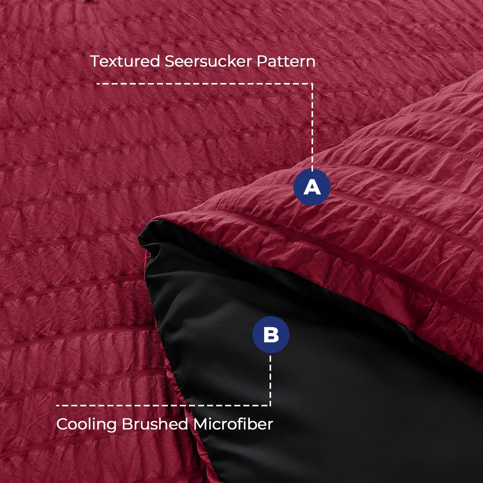 HYMOKEGE Dark Red/Black Twin Size Duvet Cover, Ultra Soft 2-Piece